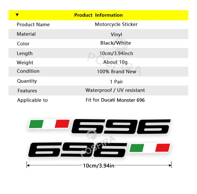 Ducati Monster 696 Sticker Seti Su Geçirmez Vinil Çıkartma | Sticker Master