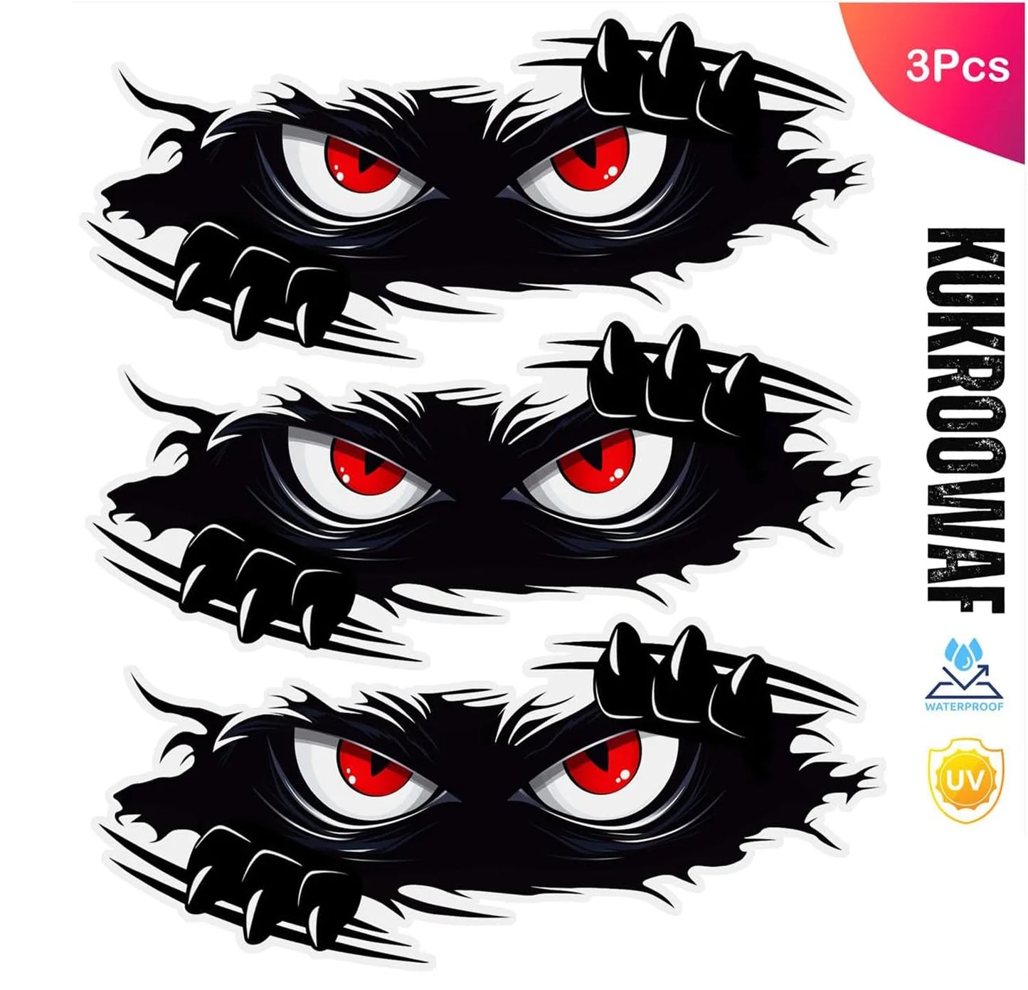 Sticker Master 3’lü Peeking Monster Sticker Seti – Su Geçirmez 3D Tarz Vinil Çıkartma Etiket Yapıştırma