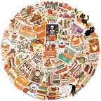 50 Adet Retro Sevimli Sonbahar Kitap Okuma Sticker Seti | Sticker Master