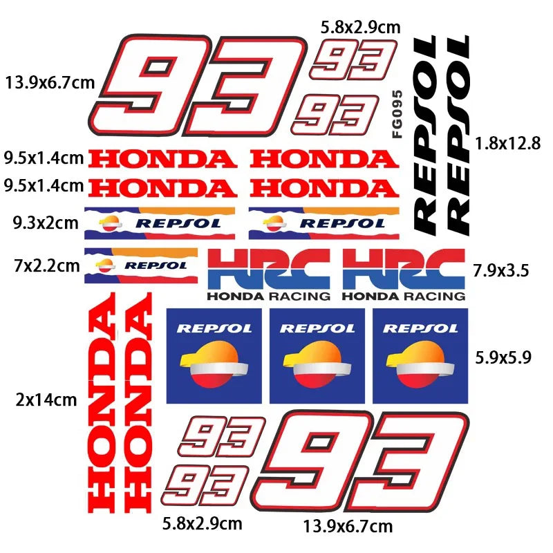 Sticker Master Honda CBR Gövde Kask Yakıt Tank Sticker Seti | Sticker Master