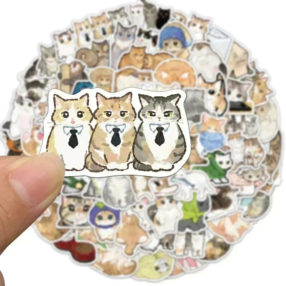 50’li Sevimli Su Renkli Kedi Sticker Seti | Sticker Master