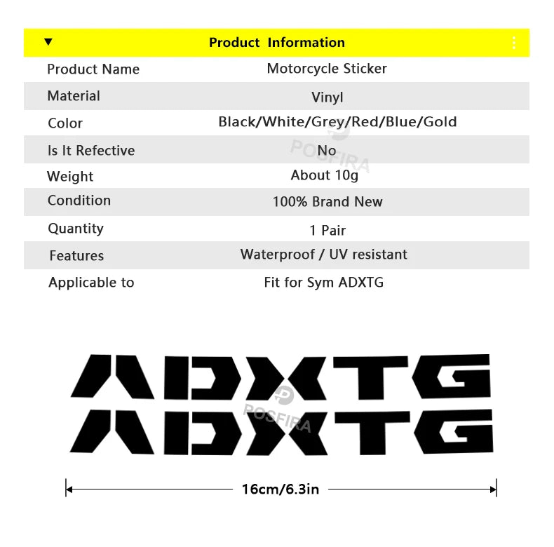 SYM ADXTG 400 Motorcycle Sticker Waterproof | Sticker Master