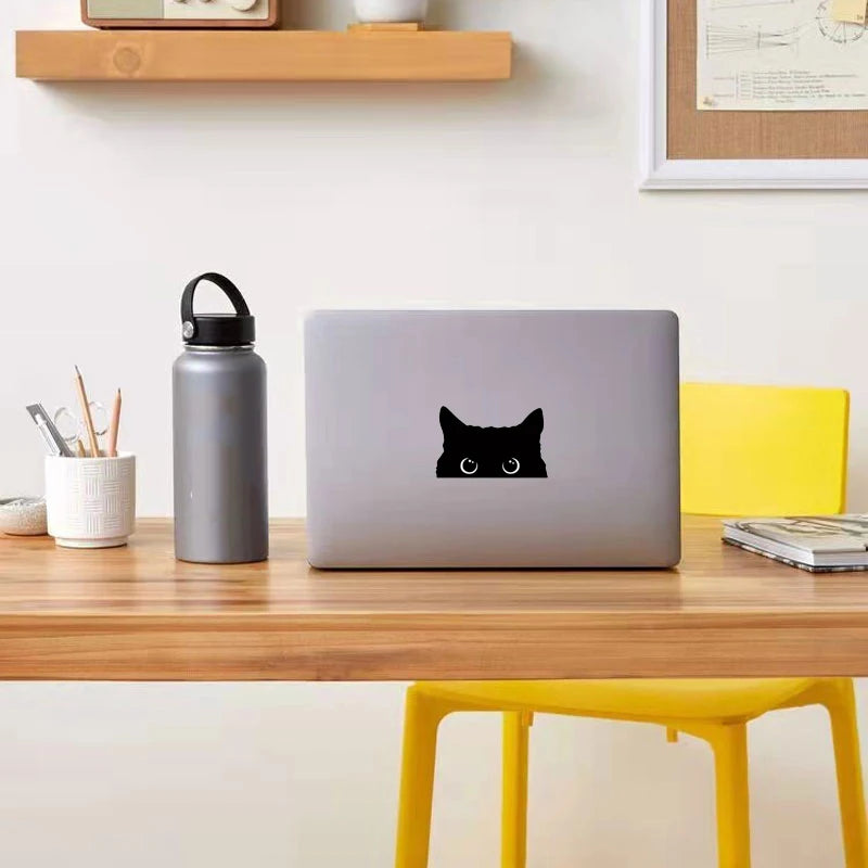 Sticker Master Sevimli Kara Kedi Gözetleme Sticker Etiket 15 Cm