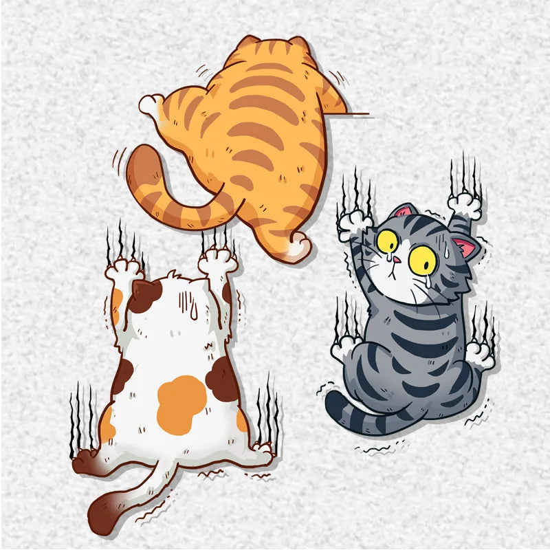 Komik Tırmanan Kedi Araba Sticker Seti - Sticker Master
