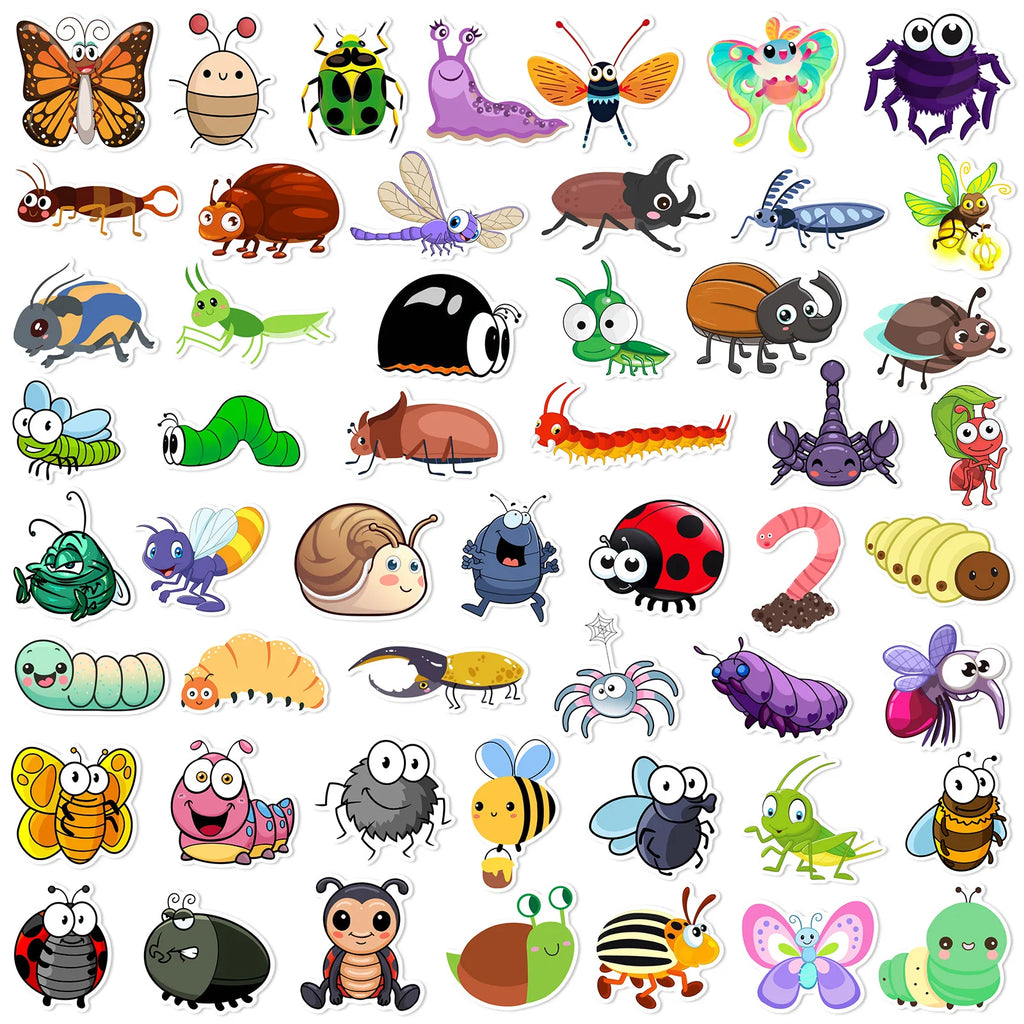 50’li Karışık Solucan ve Böcek Sticker Seti | Sticker Master