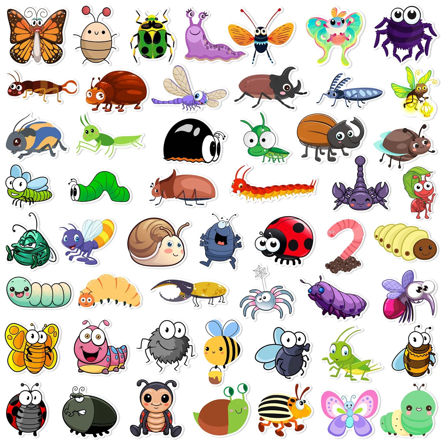 50’li Karışık Solucan ve Böcek Sticker Seti | Sticker Master