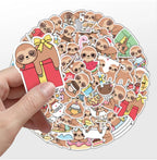 50’li Sevimli Tembel Hayvan Sticker Seti | Sticker Master