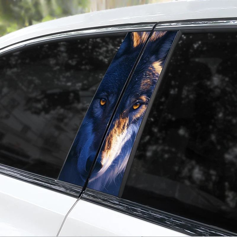 Mavi Gözlü Kurt Yan Direk Sticker Seti (2 Adet) | Sticker Master