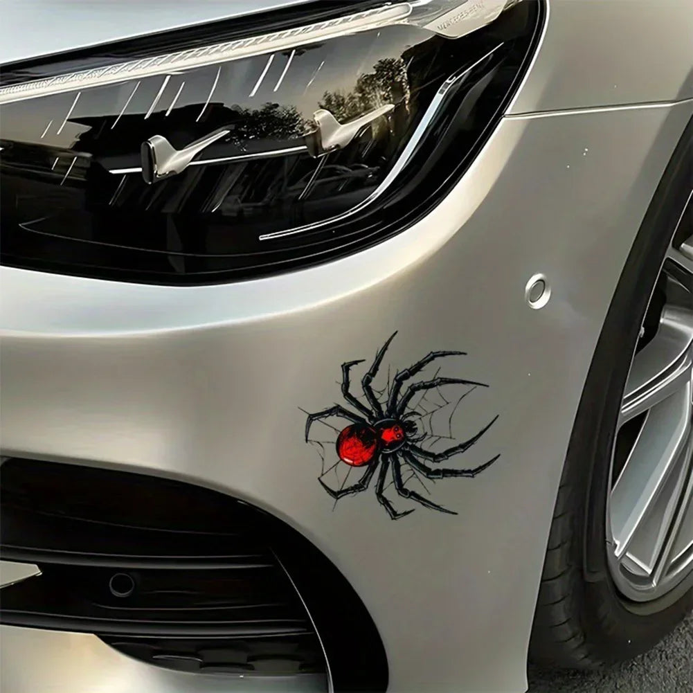 Kırmızı Örümcek Ağı Araba Stickerı - Sticker Master 10 Cm