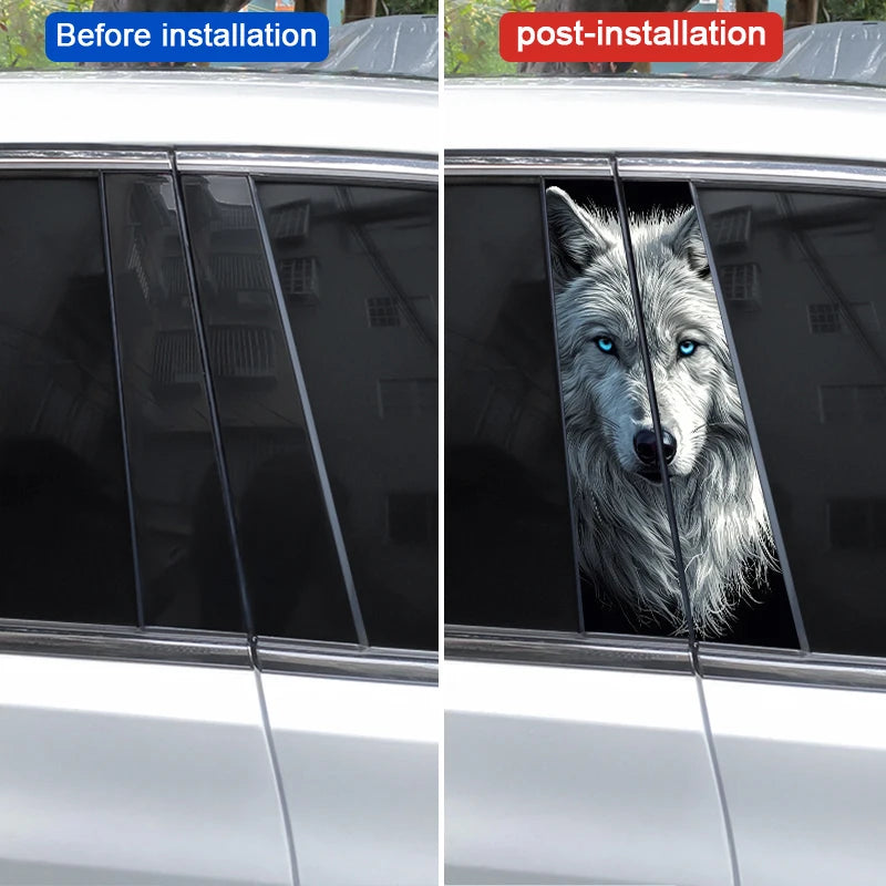 Mavi Gözlü Kurt Yan Direk Sticker Seti (2 Adet) | Sticker Master