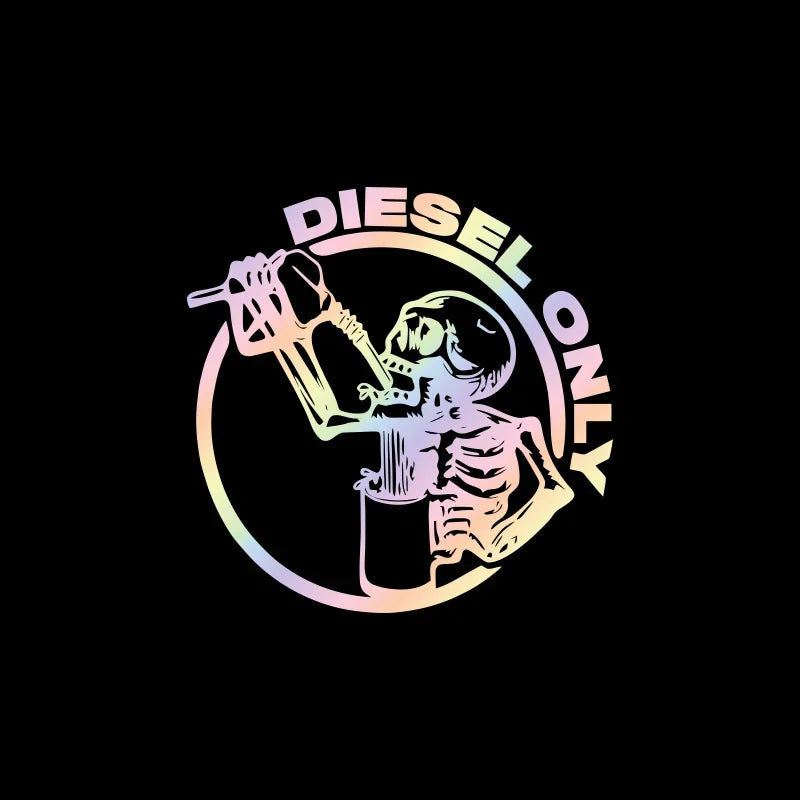 Sticker Master Diesel Only Skull Sticker – Araba Yakıt Deposu Kapağı İçin Dairesel Dekoratif Sticker | Su Geçirmez Vinil Etiket