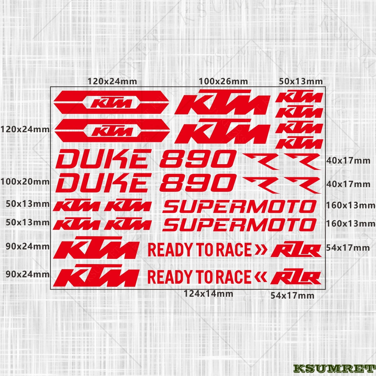 KTM Duke 890 Sticker Set Waterproof | Sticker Master