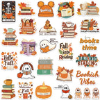 50 Adet Retro Sevimli Sonbahar Kitap Okuma Sticker Seti | Sticker Master