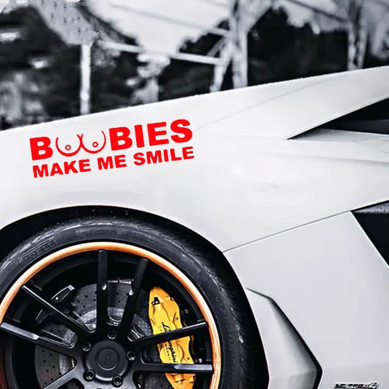 Boobies Make Me Smile Komik Sticker Etiket Yapıştırma | Sticker Master