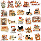 50 Adet Retro Sevimli Sonbahar Kitap Okuma Sticker Seti | Sticker Master