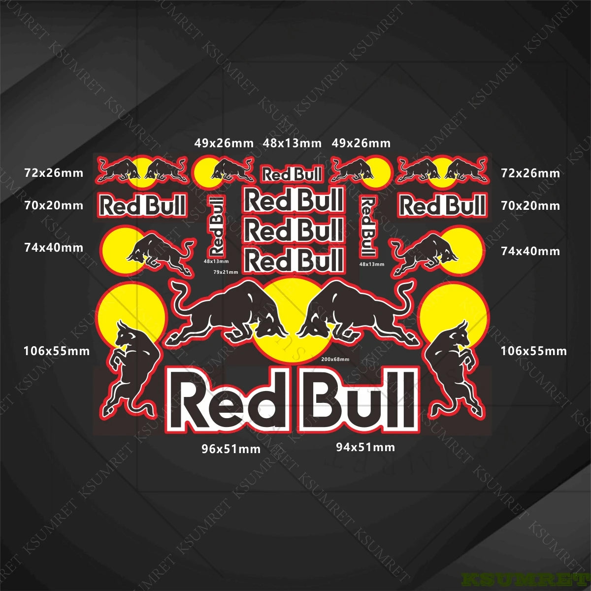 Sticker Master Red Bull Motosiklet Sticker & Kask Logo Çıkartma Seti