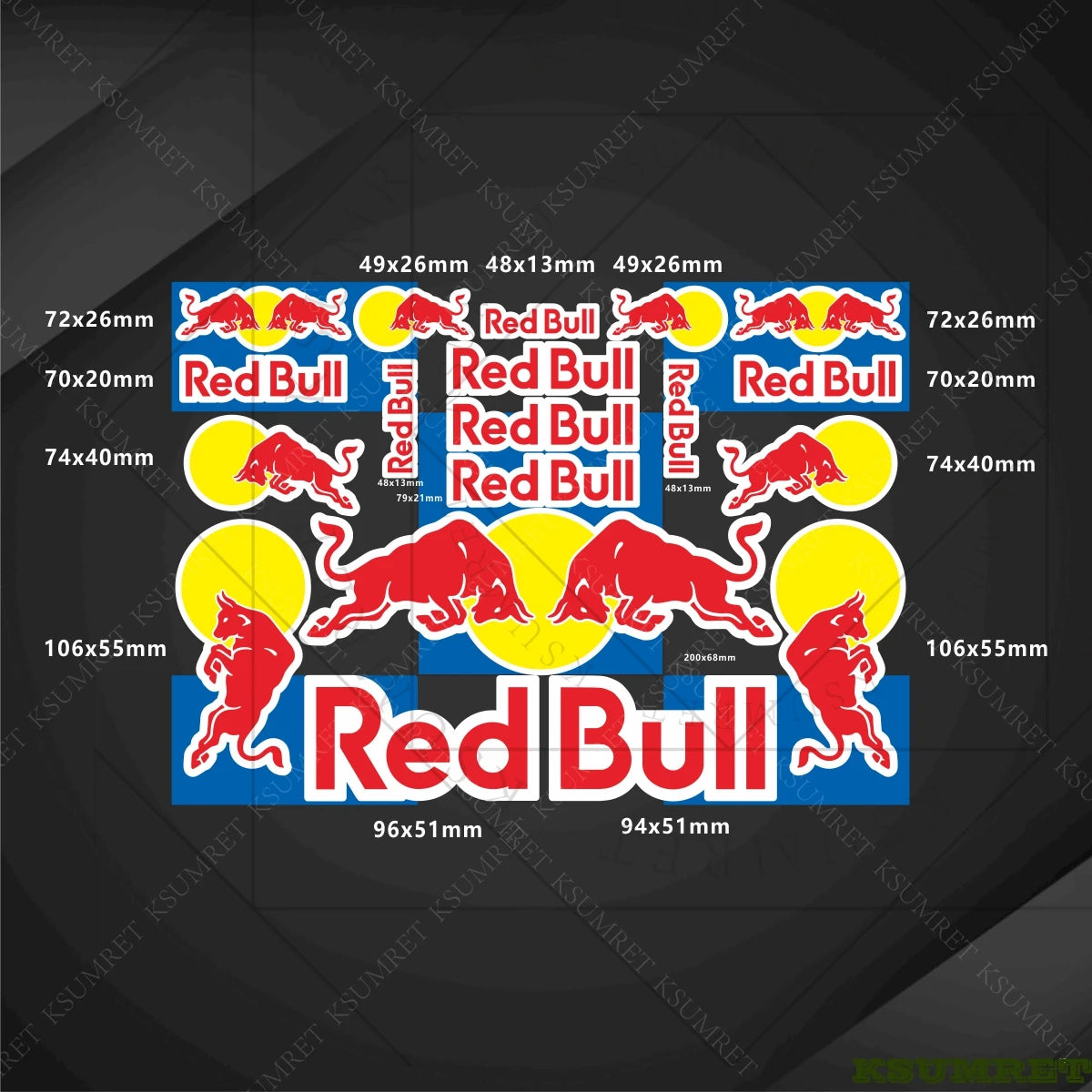 Sticker Master Red Bull Motosiklet Sticker & Kask Logo Çıkartma Seti