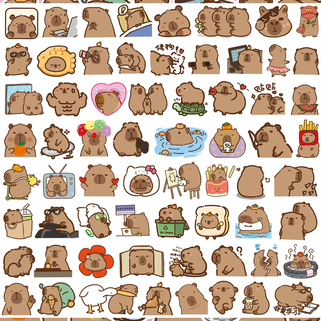 50’li Sevimli Kapibara Sticker Seti | Sticker Master