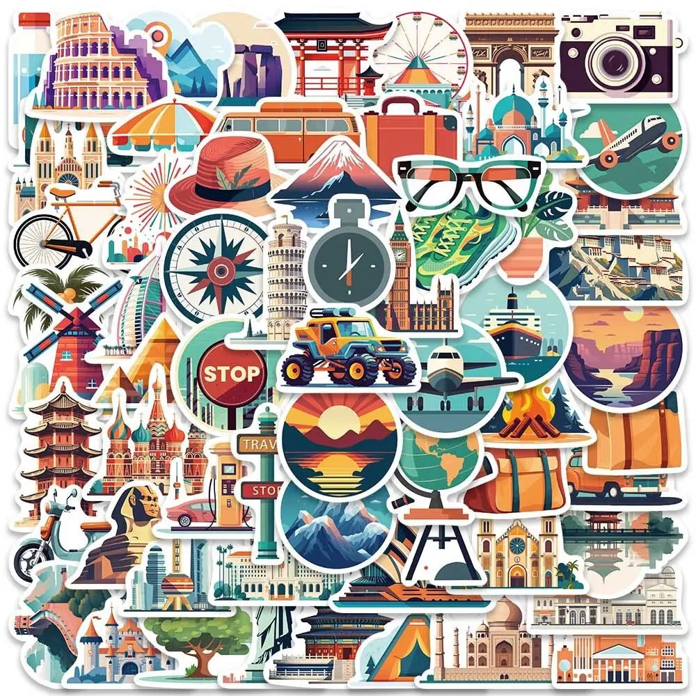 50'li Seyahat Temalı Sticker Seti | Sticker Master - Sticker Master