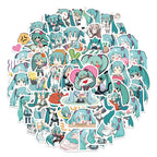 Sticker Master 50 Adet Chibi Sevimli Miku Sticker Set Motor Oto Araç Laptop Telefon Çıkartma Etiket