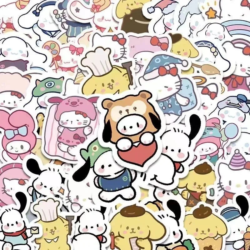 Sticker Master 100 ADET Kawaii Anime Sanrio Sticker Set Motor Oto Araç Laptop Telefon Çıkartma Etiket
