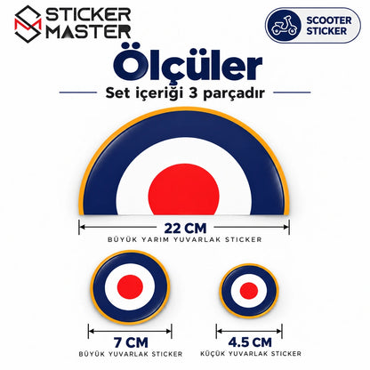 Mavi kırmızı yarım yuvarlak sticker 22 cm 7 cm 4,5 cm ölçüler