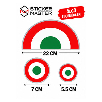 İtalya sticker tasarımı ölçüleri 22 cm 7 cm 5,5 cm
