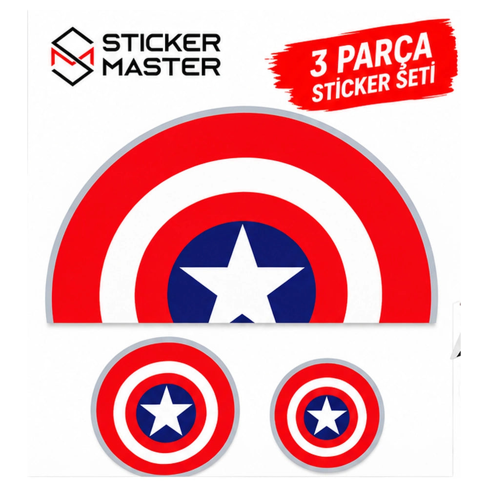 Yıldızlı Yarım Yuvarlak Sticker 3 parçalı tasarım ana görsel