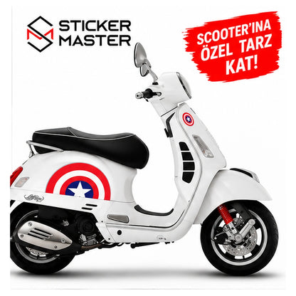 Yıldızlı yarım yuvarlak sticker scooter üzerinde uygulama görseli