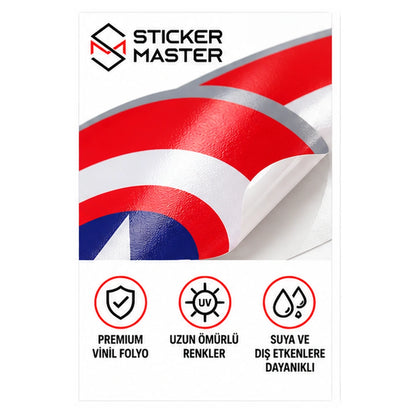Yıldızlı yarım yuvarlak sticker ürün ve malzeme detay görseli