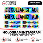 Kişiye Özel Hologram Instagram Sticker Seti | 6 Parça