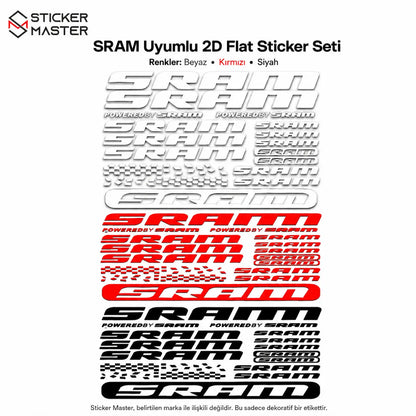 SRAM Uyumlu 2D Flat Sticker Seti 12 Adet Detay