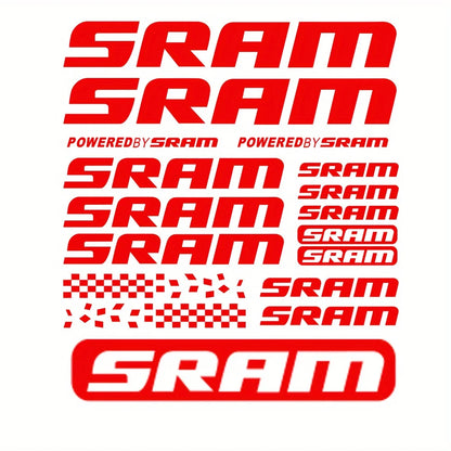 SRAM Uyumlu 2D Flat Sticker Seti 12 Adet Kırmızı