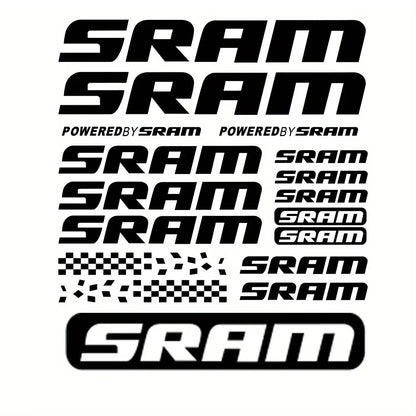 SRAM Uyumlu 2D Flat Sticker Seti 12 Adet Siyah