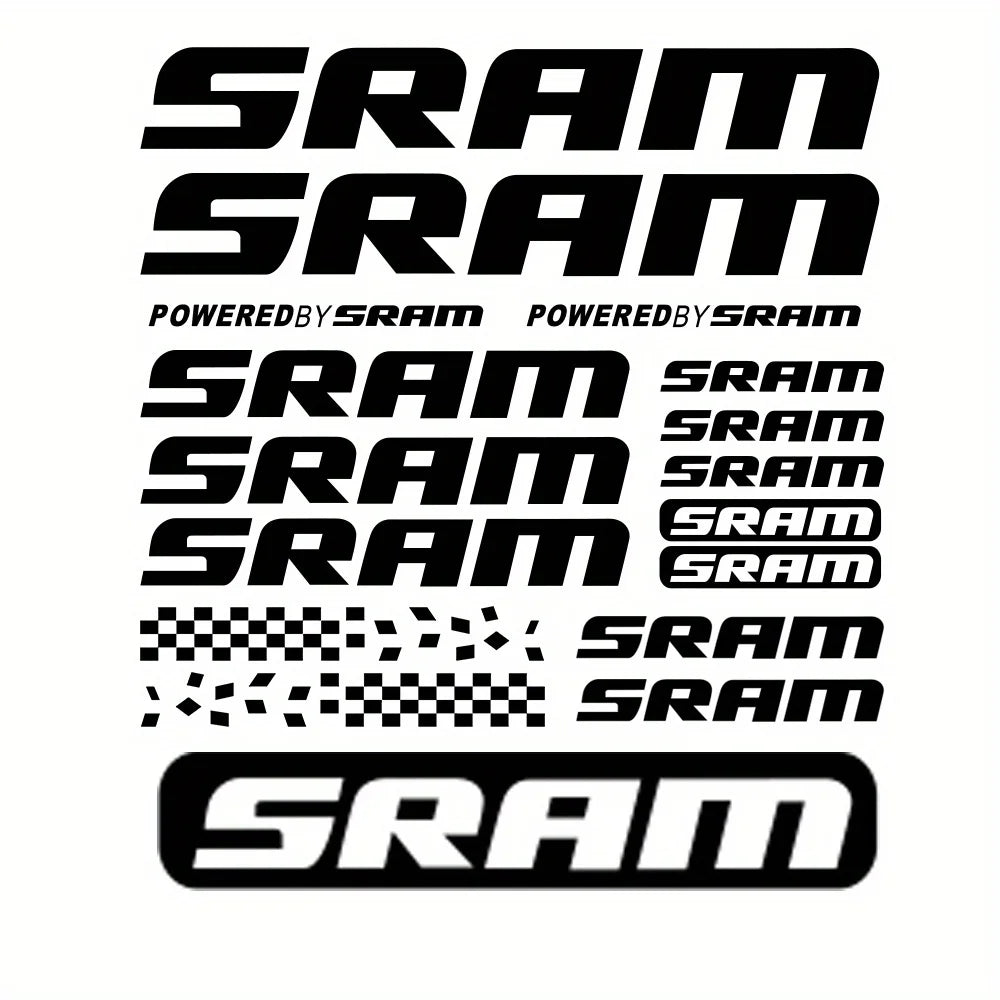 SRAM Uyumlu 2D Flat Sticker Seti 12 Adet Siyah 2