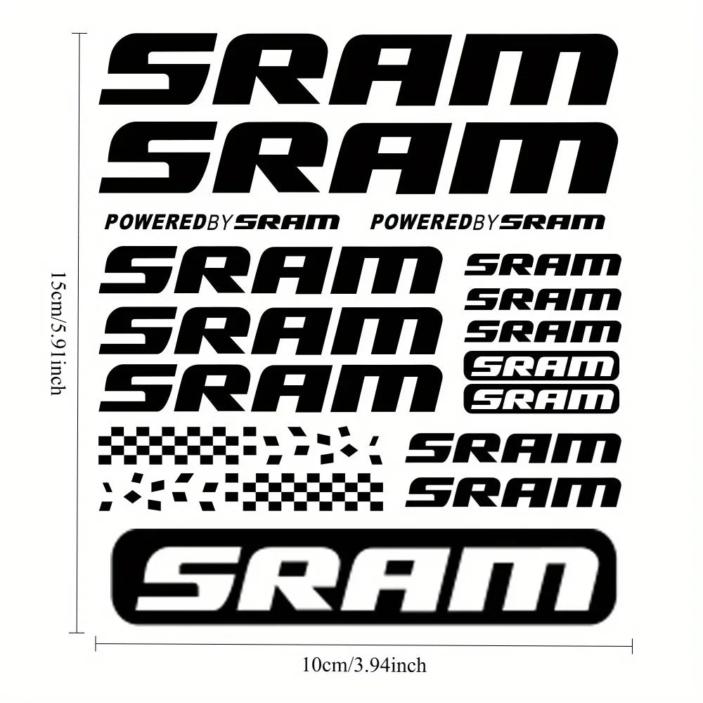 SRAM Uyumlu 2D Flat Sticker Seti 12 Adet Ölçü
