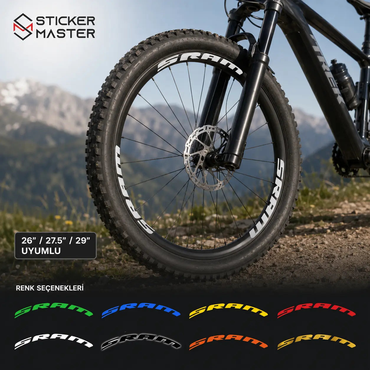SRAM Uyumlu Bisiklet Jant Sticker Seti 12 Adet Details