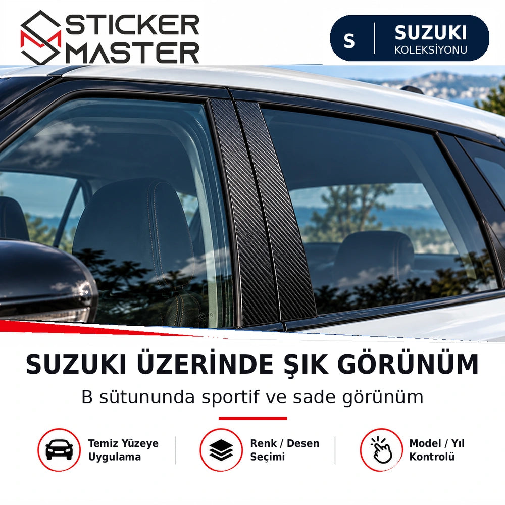Suzuki kapı direği B sütunu sticker uygulama alanı, temsili araç fotoğrafı