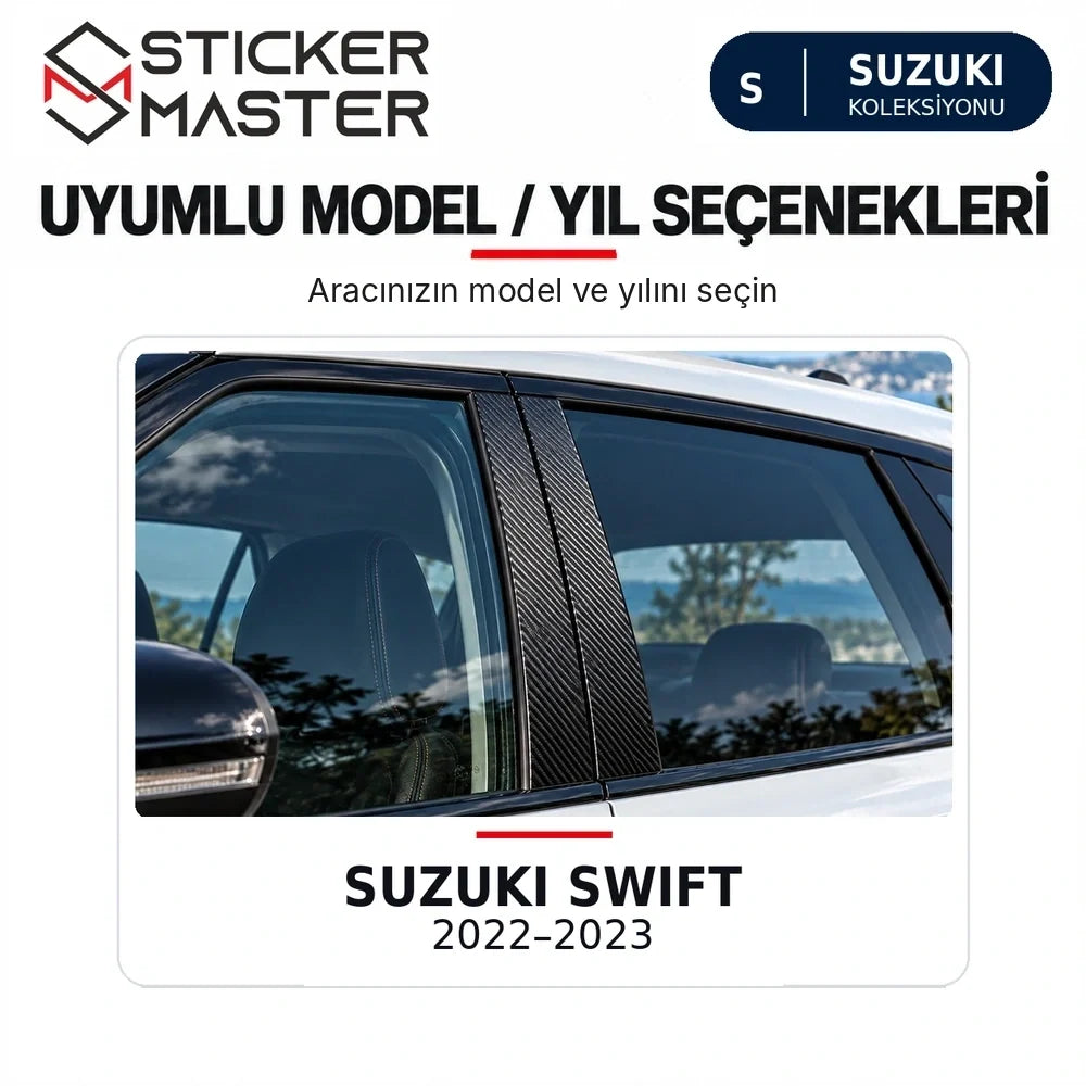 Suzuki Swift 2022–2023 model ve yıl seçimi, kapı direği sticker uygulama örneği