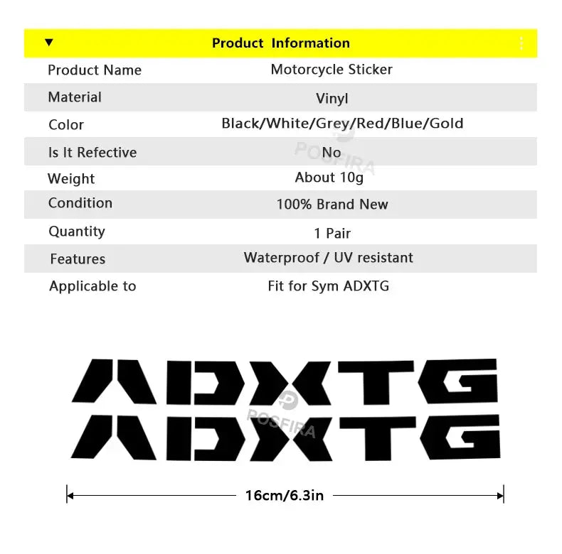 SYM ADXTG 400 Motosiklet Sticker Su Geçirmez | Sticker Master Sticker Master
