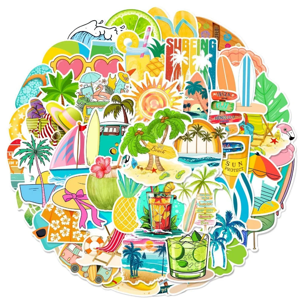 50’li Yaz Tatili Plaj Sticker Seti | Sticker Master