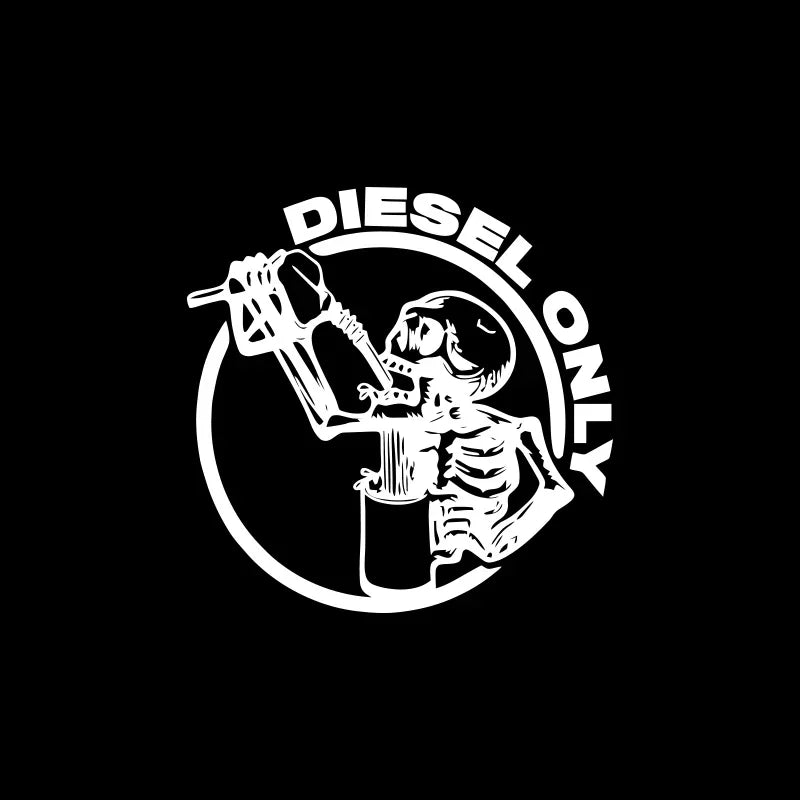 Sticker Master Diesel Only Skull Sticker – Araba Yakıt Deposu Kapağı İçin Dairesel Dekoratif Sticker | Su Geçirmez Vinil Etiket