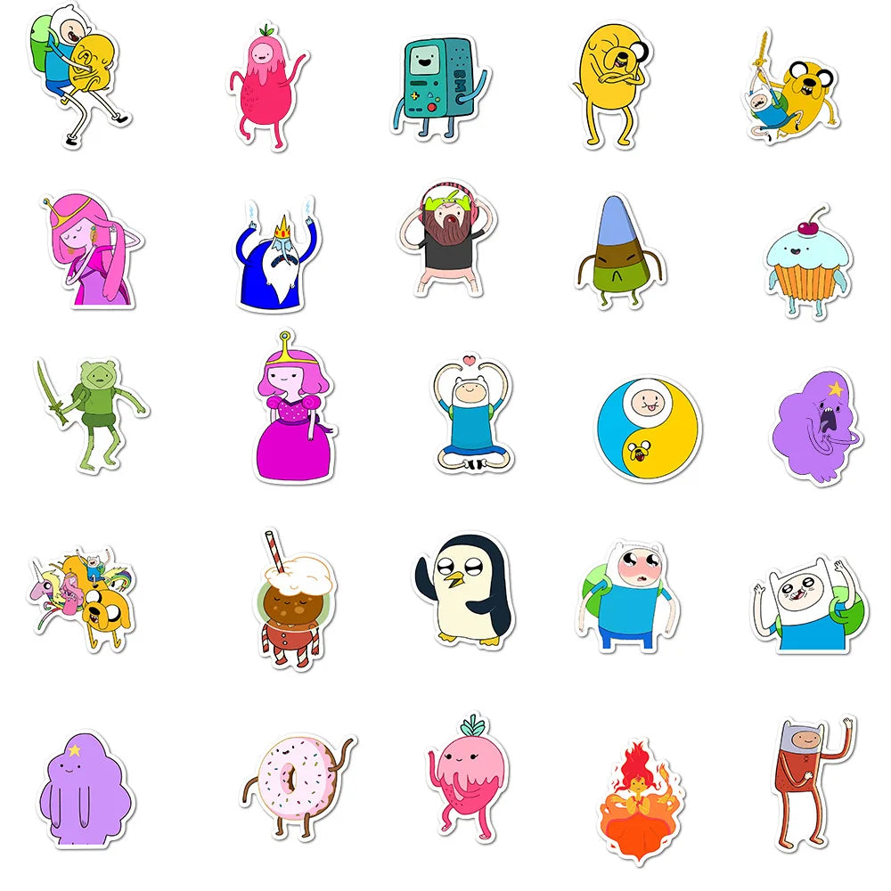 Sticker Master 100 Adet Adventure Time Çıkartmaları Çizgi Film Animasyon Bagaj Scooter Dizüstü Buzdolabı Grafiti Çıkartmaları Dekoratif Oyuncaklar Sevimli Sticker Set Motor Oto Araç Çıkartma Etiket