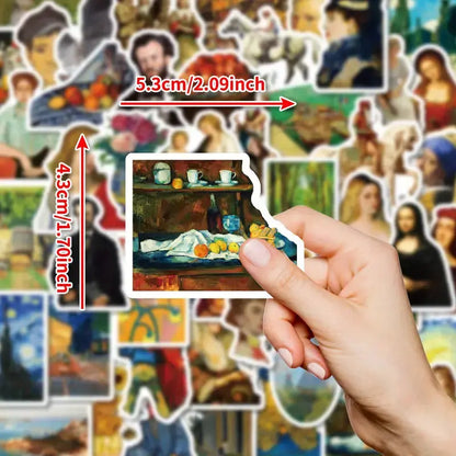 Sticker Master 50’li Ünlü Resimler Sanat Serisi Sticker Seti Laptop, Kaykay, Kask ve Daha Fazlası İçin Sanat Dolu Kağıt Çıkartmalar - Sticker Master