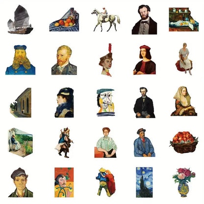 Sticker Master 50’li Ünlü Resimler Sanat Serisi Sticker Seti Laptop, Kaykay, Kask ve Daha Fazlası İçin Sanat Dolu Kağıt Çıkartmalar - Sticker Master