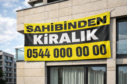 Sahibinden Satılık / Kiralık Branda Baskı | Kuşgözü Dikişli ve Delikli Emlak Afişi (Tüm Boyutlar) - Sticker Master