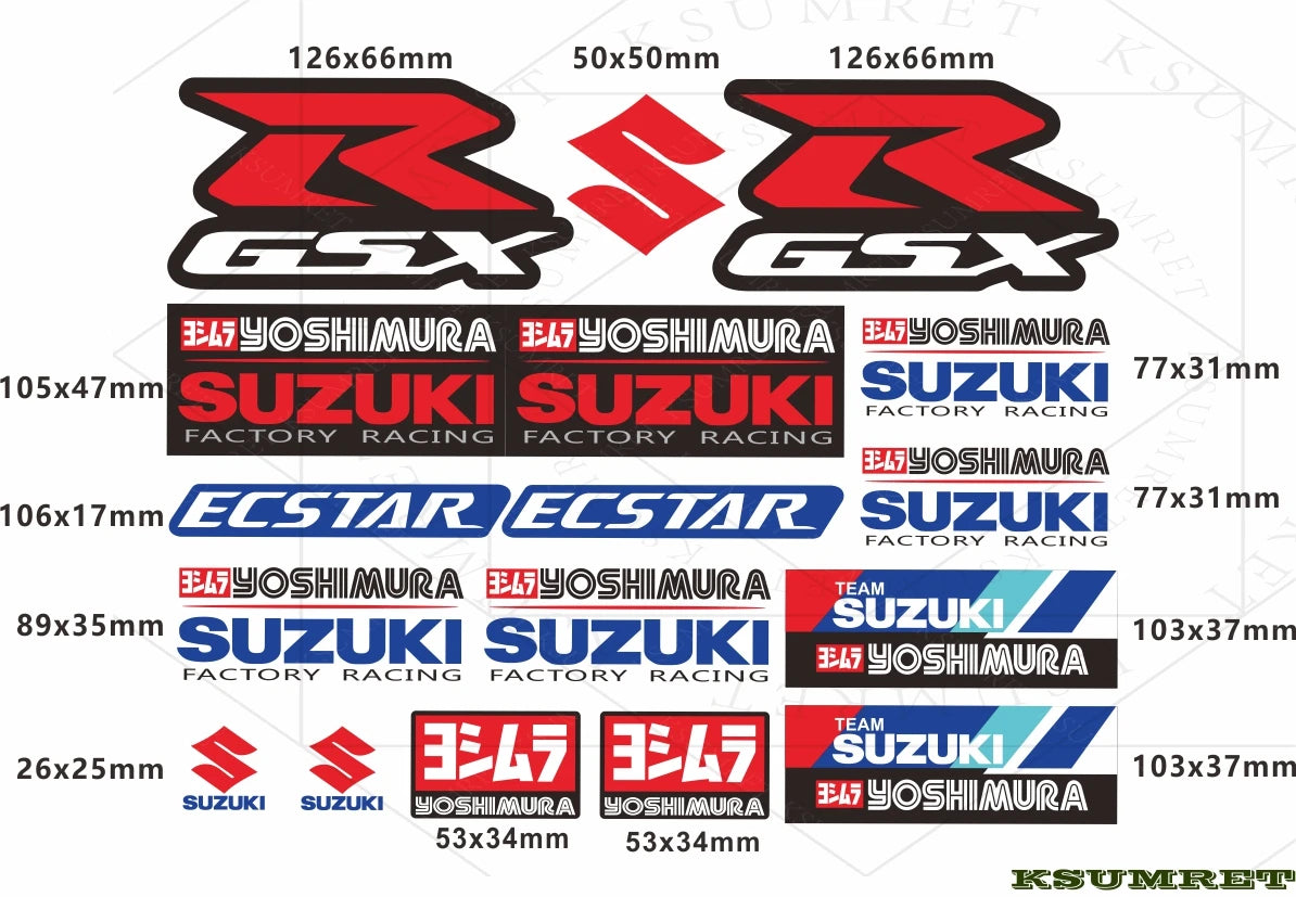 Vinyl Suzuki GSX Yoshimura Sticker Set Tank Logo | Sticker Master