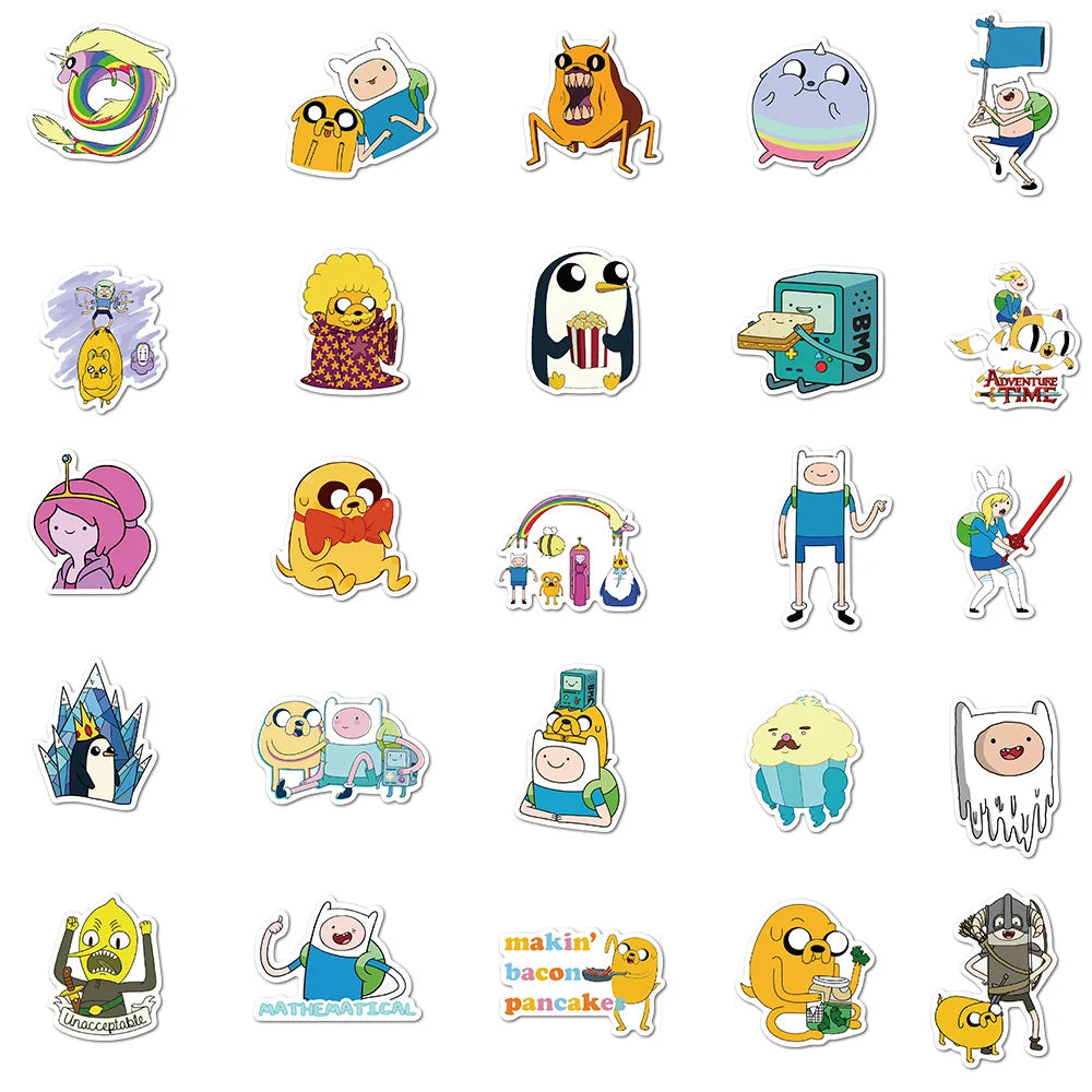 Sticker Master 100 Adet Adventure Time Çıkartmaları Çizgi Film Animasyon Bagaj Scooter Dizüstü Buzdolabı Grafiti Çıkartmaları Dekoratif Oyuncaklar Sevimli Sticker Set Motor Oto Araç Çıkartma Etiket