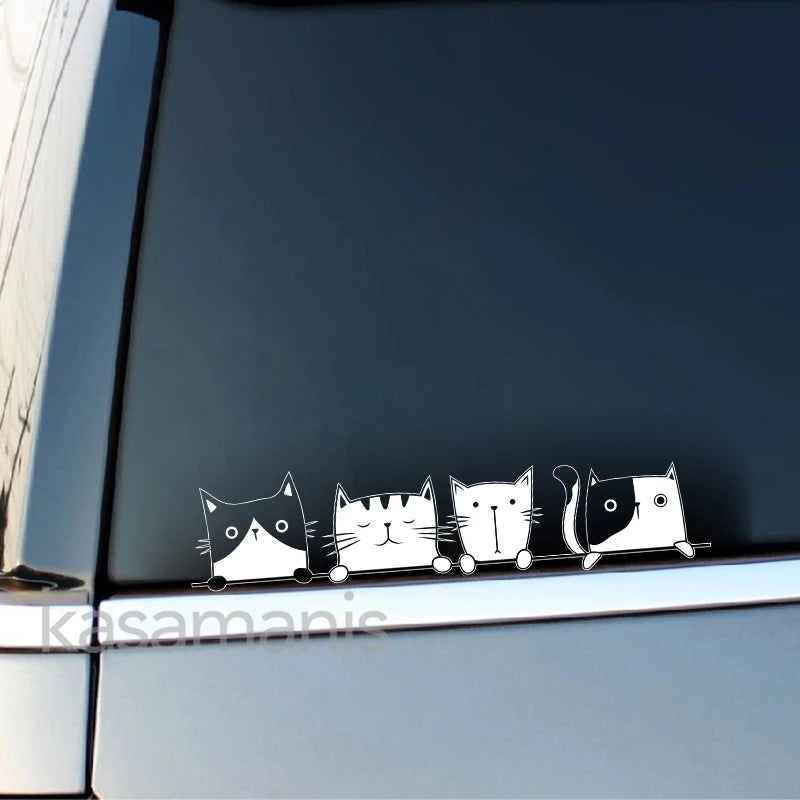 Sticker Master Gözetleyen Sevimli Kediler Araba Stickerı