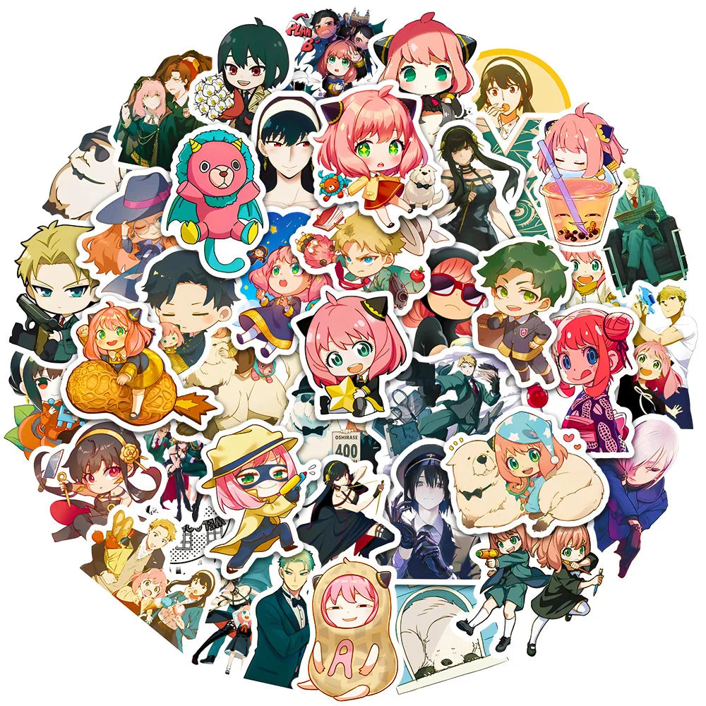 50’li Sevimli Spy x Family Anime Sticker Seti | Sticker Master